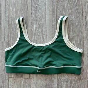 SET Active Green and Cream Sports Bra